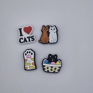 Cat-Themed Shoe Charms Set - Multicolor